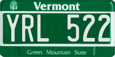 VT license plate YRL522