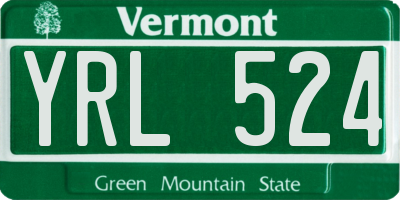 VT license plate YRL524