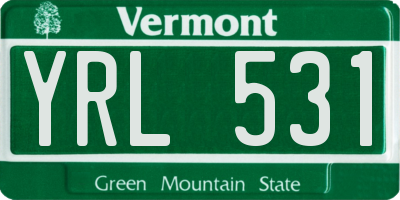 VT license plate YRL531