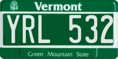 VT license plate YRL532