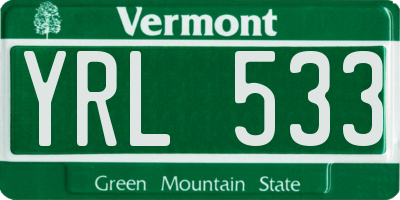 VT license plate YRL533