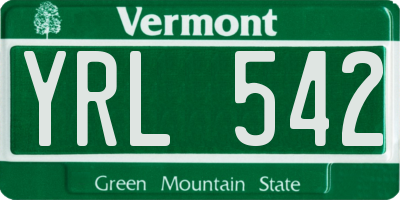 VT license plate YRL542