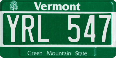 VT license plate YRL547