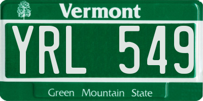 VT license plate YRL549