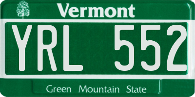 VT license plate YRL552