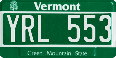 VT license plate YRL553