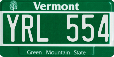 VT license plate YRL554