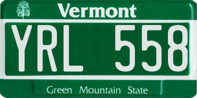 VT license plate YRL558