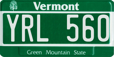 VT license plate YRL560