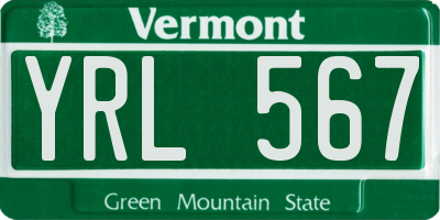 VT license plate YRL567