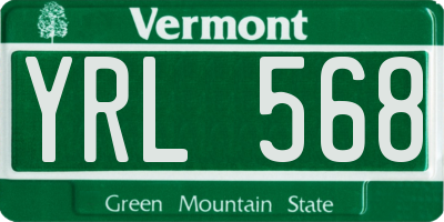 VT license plate YRL568