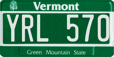 VT license plate YRL570
