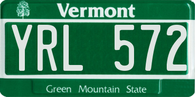 VT license plate YRL572