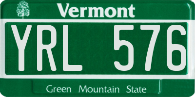 VT license plate YRL576