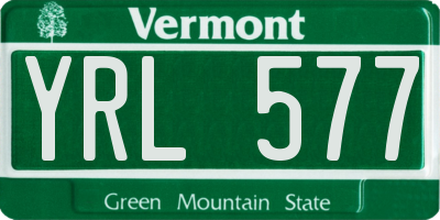 VT license plate YRL577