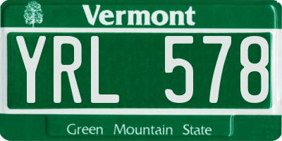 VT license plate YRL578
