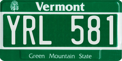 VT license plate YRL581
