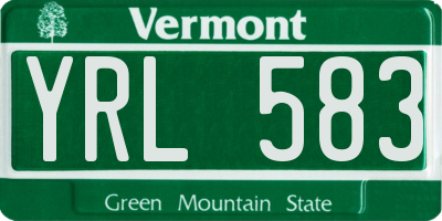 VT license plate YRL583