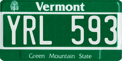 VT license plate YRL593