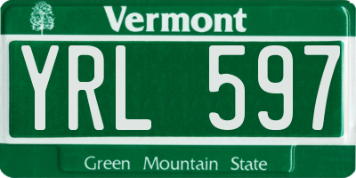 VT license plate YRL597