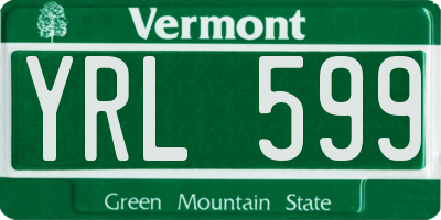VT license plate YRL599
