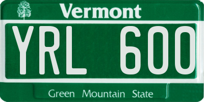 VT license plate YRL600