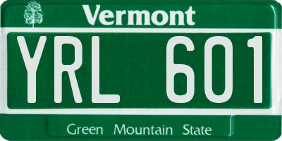 VT license plate YRL601