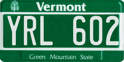 VT license plate YRL602