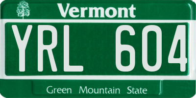 VT license plate YRL604