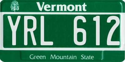 VT license plate YRL612