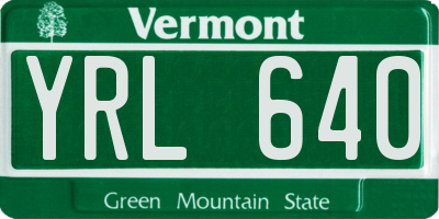 VT license plate YRL640