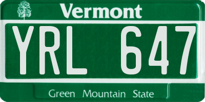 VT license plate YRL647