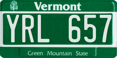 VT license plate YRL657