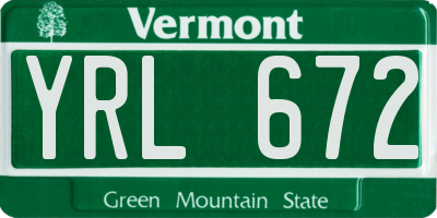 VT license plate YRL672