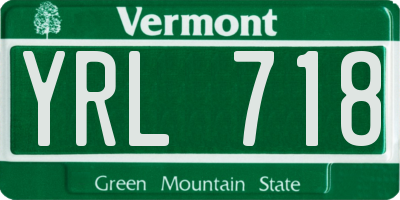 VT license plate YRL718