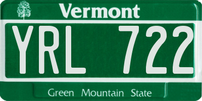 VT license plate YRL722