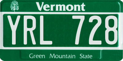 VT license plate YRL728