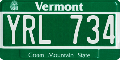 VT license plate YRL734