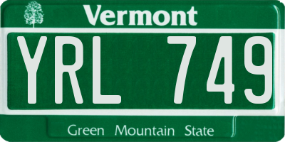 VT license plate YRL749