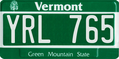 VT license plate YRL765