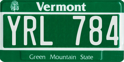 VT license plate YRL784