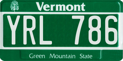 VT license plate YRL786