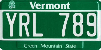 VT license plate YRL789