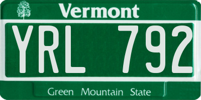 VT license plate YRL792