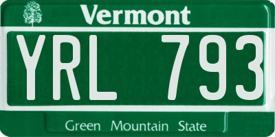 VT license plate YRL793