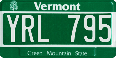 VT license plate YRL795