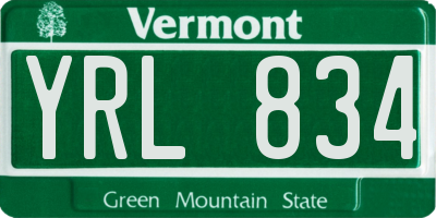 VT license plate YRL834