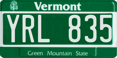 VT license plate YRL835