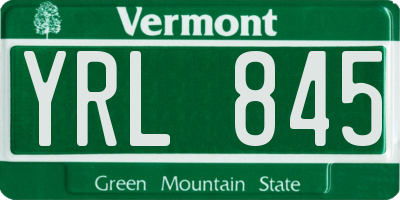 VT license plate YRL845