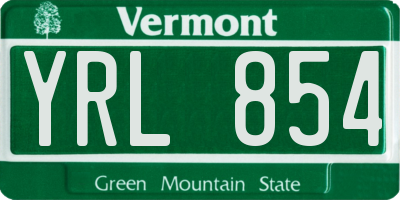 VT license plate YRL854
